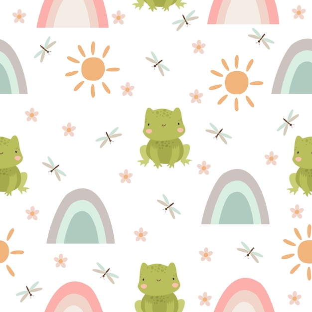 frog and rainbow pattern