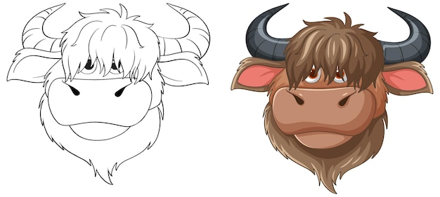 Free Vector from sketch to color bull illustration