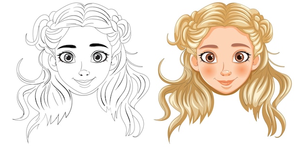 Free vector from sketch to color female character illustration