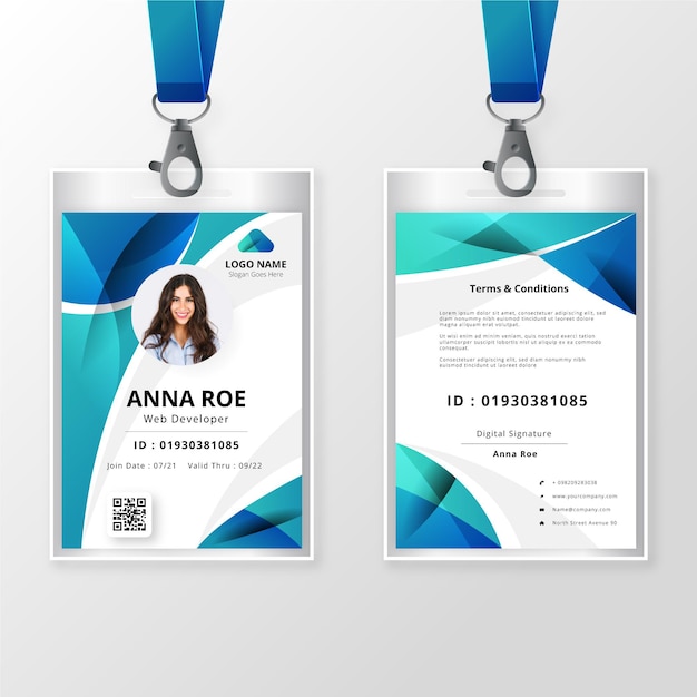 Front and back id card template with picture