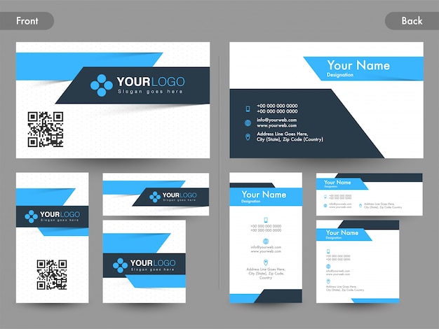  Front and back page view of abstract horizontal and vertical Business Card, Name Card or Visiting Card set. 