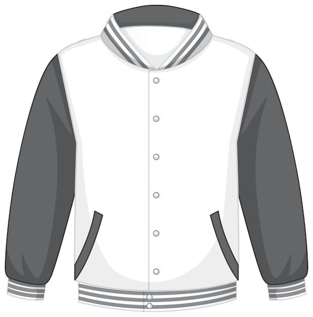 Free Vector front of basic white grey bomber jacket isolated