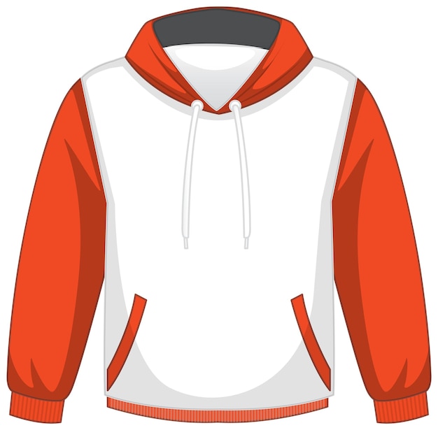 Free Vector front of basic white and orange hoodie isolated