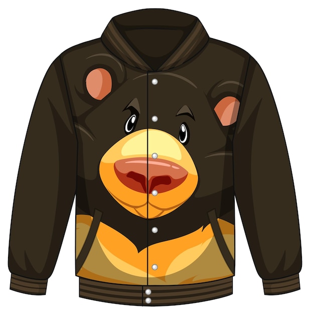 Free Vector front of bomber jacket with black bear pattern