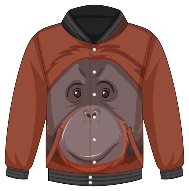 Free Vector front of bomber jacket with orangutan pattern