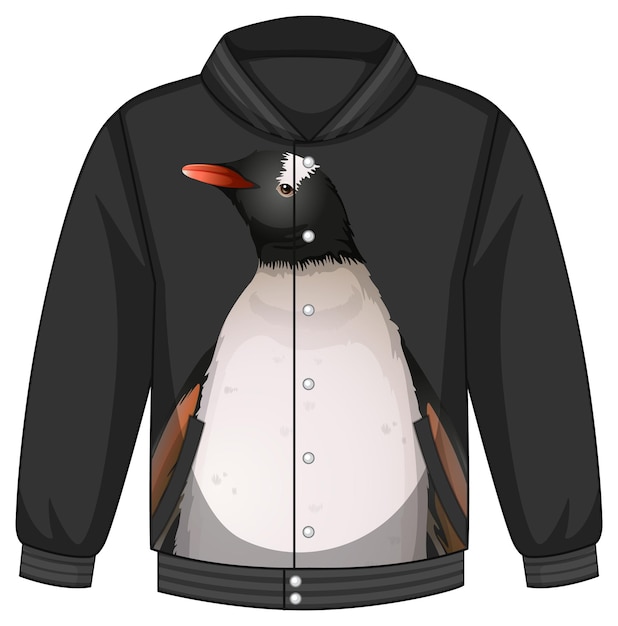 Free Vector front of bomber jacket with penguin pattern