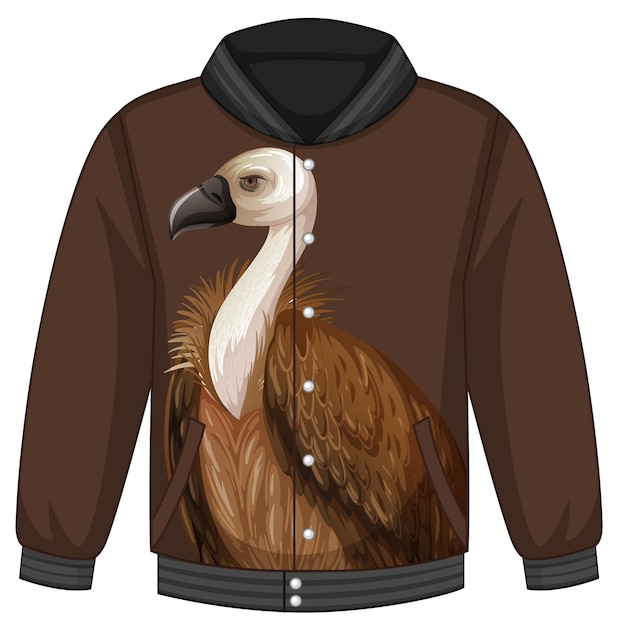 Free Vector front of bomber jacket with vulture pattern