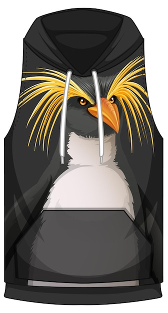 Free Vector front of hoodie sleeveless with penguin pattern