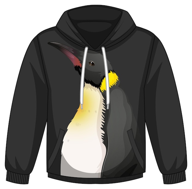 Free Vector front of hoodie sweater with penguin pattern