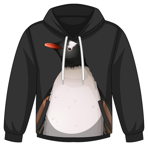 Free Vector front of hoodie sweater with penguin pattern