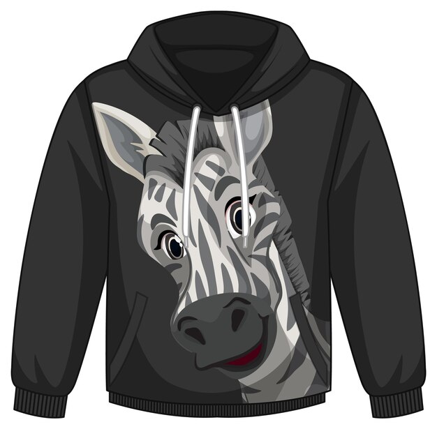 Front of hoodie sweater with zebra pattern