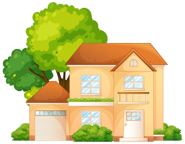 Front of a house with many tree  illustration isolated