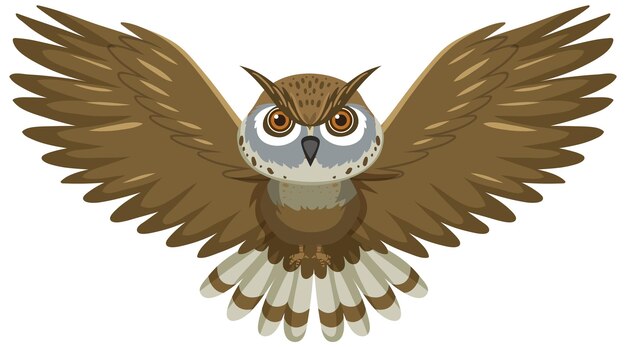 Free Vector front of owl flying in cartoon style