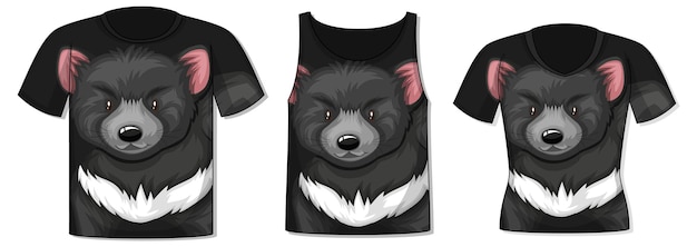 Free Vector front of t-shirt with black bear template