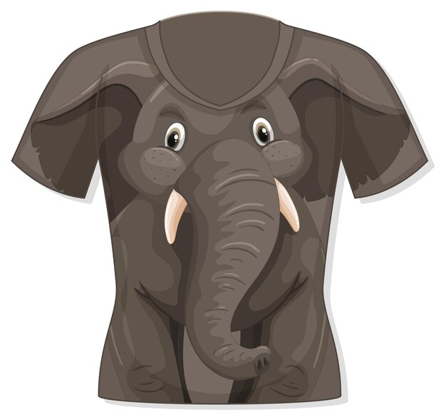 Front of t-shirt with elephant pattern