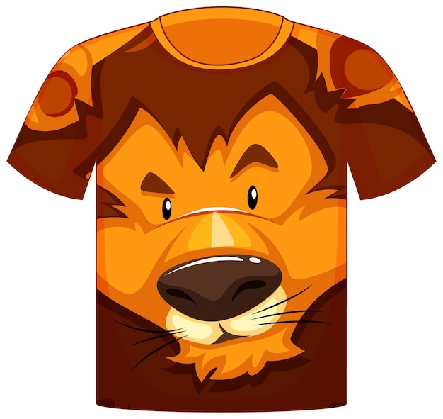 Free Vector front of t-shirt with face of lion pattern