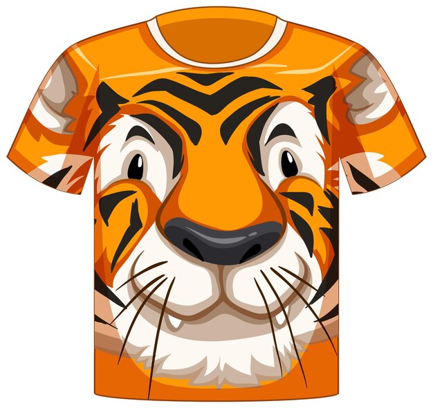 Front of t-shirt with face of tiger pattern