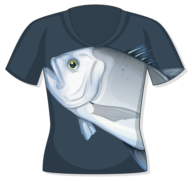 Front of t-shirt with fish pattern