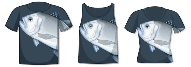 Free Vector front of t-shirt with giant trevally fish template