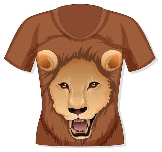 Free Vector front of t-shirt with lion pattern