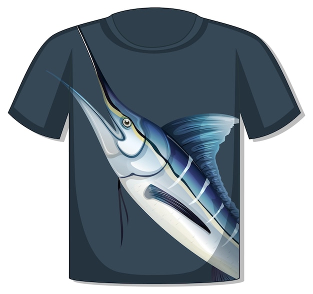 Free Vector front of t-shirt with marlin fish template