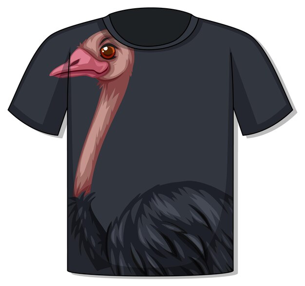 Front of t-shirt with ostrich template