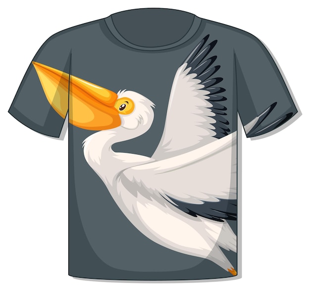 Free Vector front of t-shirt with pelican bird template