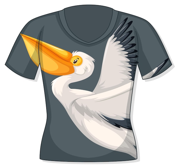 Front of t-shirt with pelican pattern