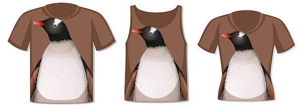 Free Vector front of t-shirt with penguin template