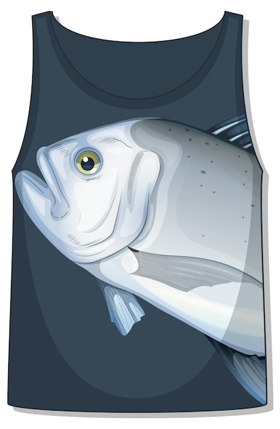 Free vector front of tank top sleeveless with fish pattern