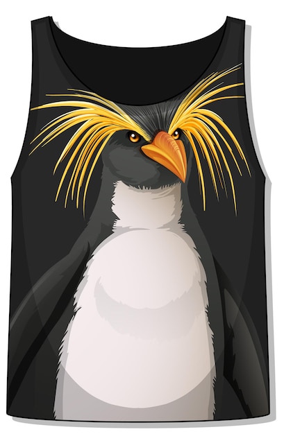 Free Vector front of tank top sleeveless with penguin pattern