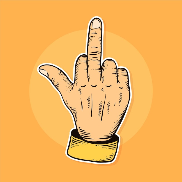 Front view hand with fuck you symbol