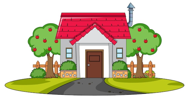 Free Vector front view of a house with nature elements on white background