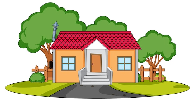 Free Vector front view of a house with nature elements on white background