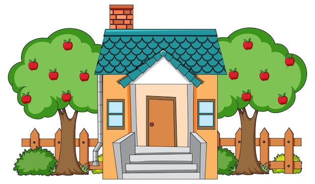 Free Vector front view of a house with nature elements on white