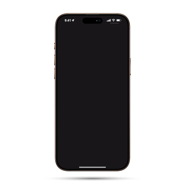 Free vector front view iphone 16 pro max in desert titanium mockup with black screen isolated on white vector