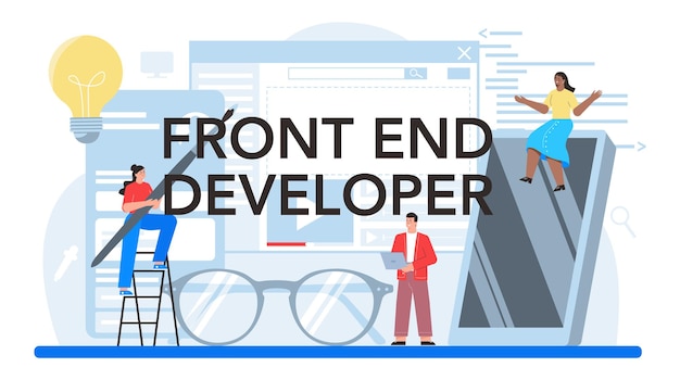 Free Vector frontend developer typographic header website interface design improvement web page programming coding and testing it profession isolated flat vector illustration