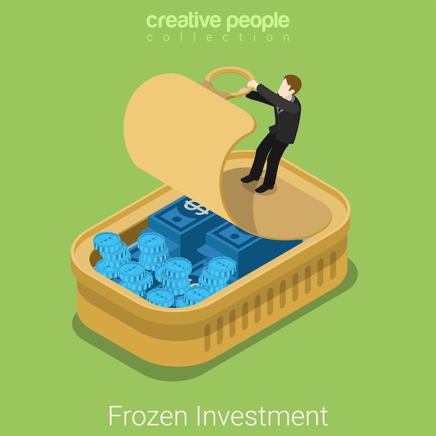 Free Vector frozen investments assets flat isometric