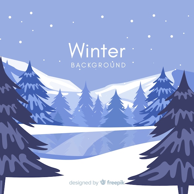 Frozen lake winter background