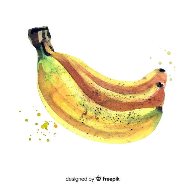 Fruit background with watercolor banana