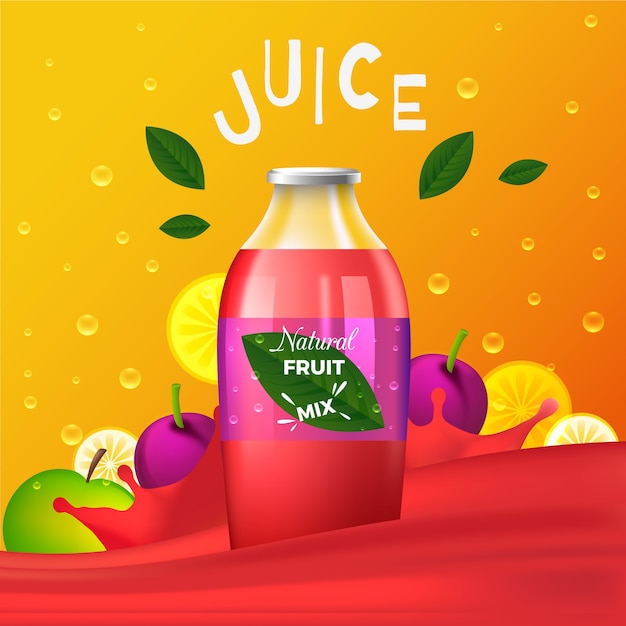 Free Vector fruit juice ad banner