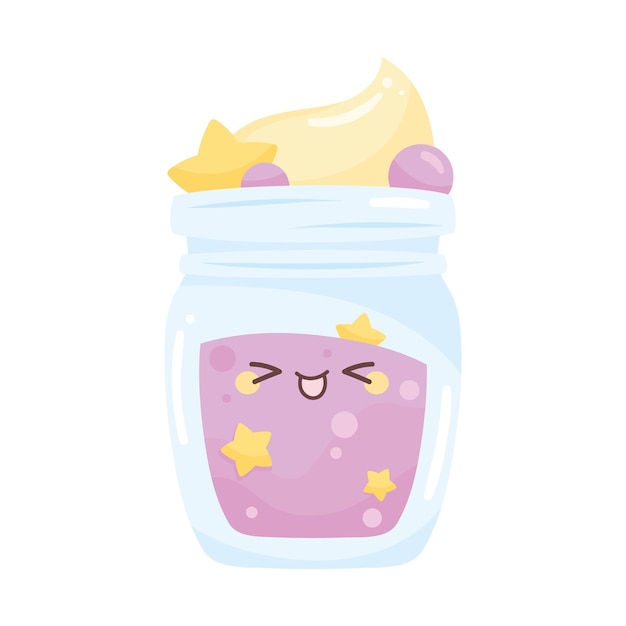 Free Vector fruit kawaii drink glass with stars