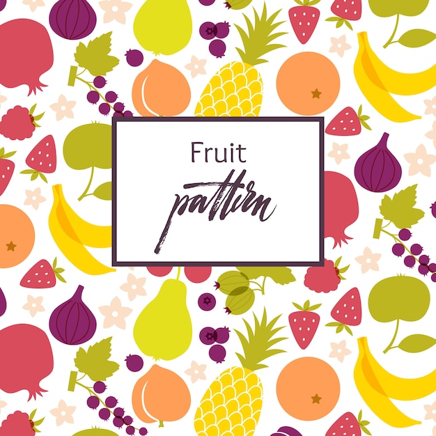 Free Vector fruit pattern. healthy food table. vegan and vegetarian cuisine