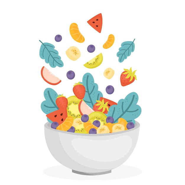 Free Vector fruit and salad bowl