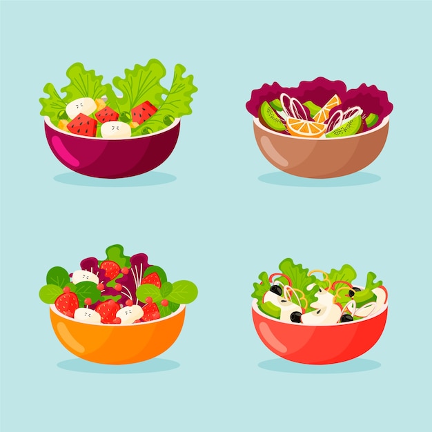 Fruit and salad bowls pack