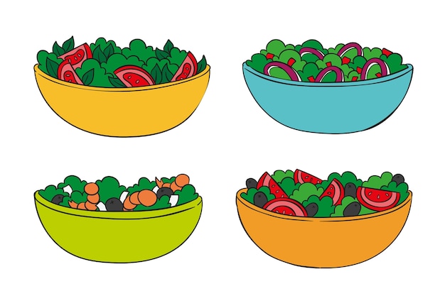 Free Vector fruit and salad bowls