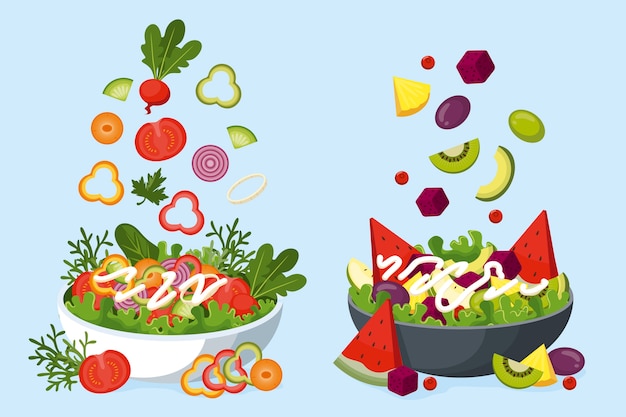 Fruit and salad bowls