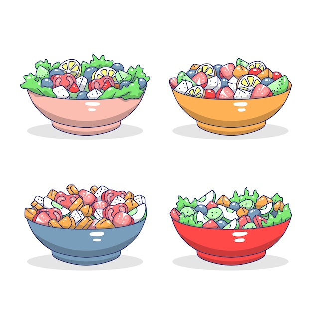 Free Vector fruit and salad bowls