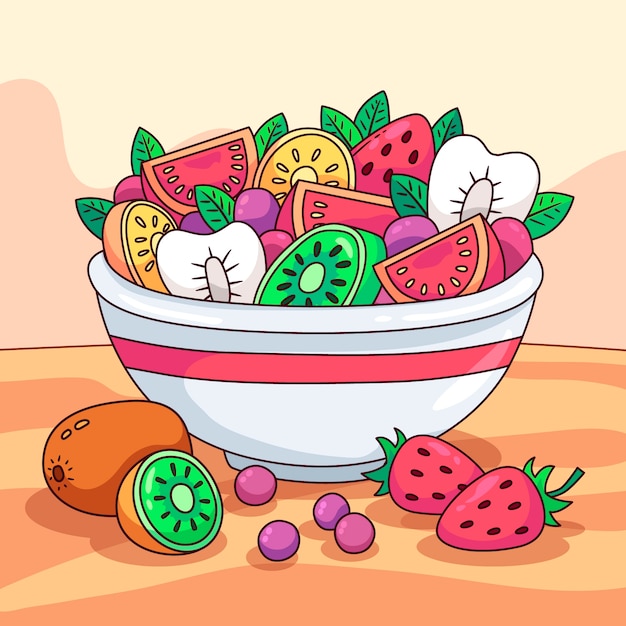 Free Vector fruit and salad bowls