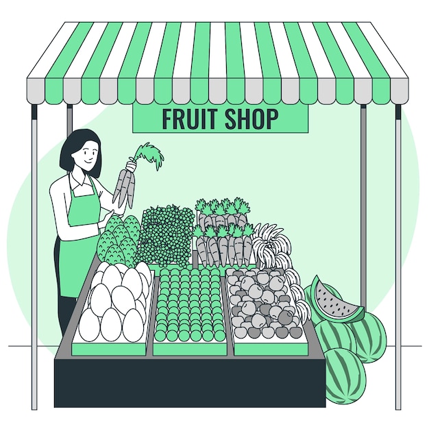 Free Vector fruit shop concept illustration